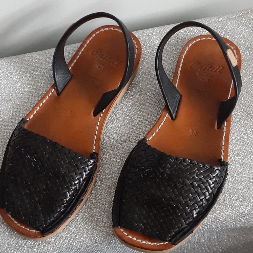 Castell Black Slingback Sandals